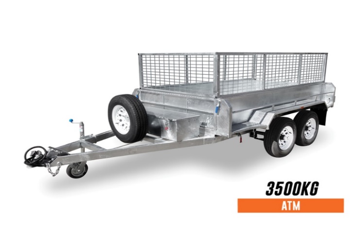 Tipper trailer bed raised showing hydraulic tipping mechanism